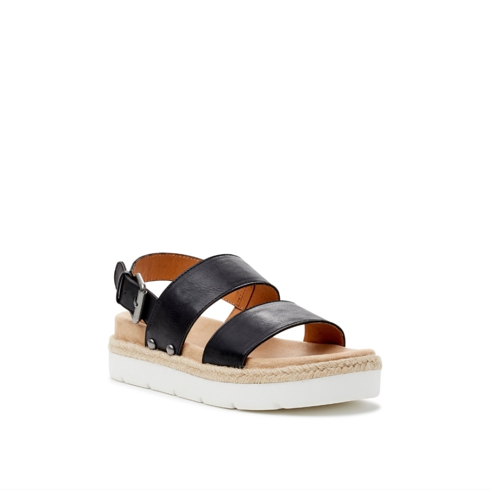 Time & Tru Platform Sandal Black Wide Width
